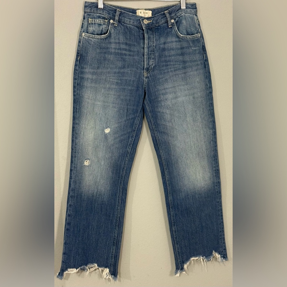 We The Free Free People Raw Hem Distressed Jeans Womens 28 Straight Crop